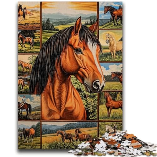 Pferdecollage, 1000-teiliges Puzzle, anspruchsvolles Spiel und Familienspiel, ganze Familie (50x75cm) von AADSAZA