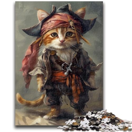 Piratenkatze, 1000-teiliges Puzzle für Erwachsene und Jugendliche, Spielzeug, Lernspiele, Stressabbau, geeignet als Schreibtischdekoration (50x75cm) von AADSAZA