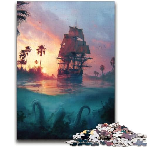 Piratenschiff-Puzzle, 2000 Teile, für Erwachsene und Jugendliche, Spielzeug, Lernspiele, Stressabbau, Wunschliste mit Weihnachtsmann (70x100cm) von AADSAZA
