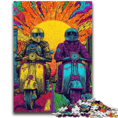 Pop-Art-Puzzle „Motorradfahren“, 2000 Teile, für Teenager, Familienspiel zum Stressabbau, schwierige Herausforderung, tolle Geschenke und Spielzeuge (70x100cm) von AADSAZA