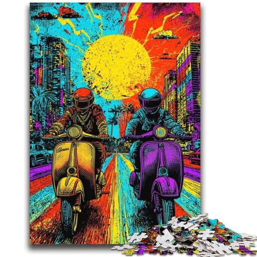 Pop-Art-Puzzle „Motorradfahren“, 2000 Teile für Teenager, Stressabbau, schwierige Herausforderung, einzigartige Heimdekoration und Geschenke (70x100cm) von AADSAZA