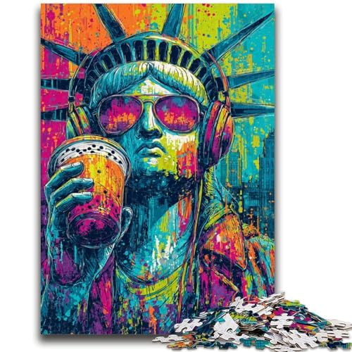 Pop-Art-Puzzle mit Freiheitsstatue, 1000 Teile, für Teenager, Geschenke, Quizspiel, Wanddekoration, einzigartige Geburtstags (50x75cm) von AADSAZA