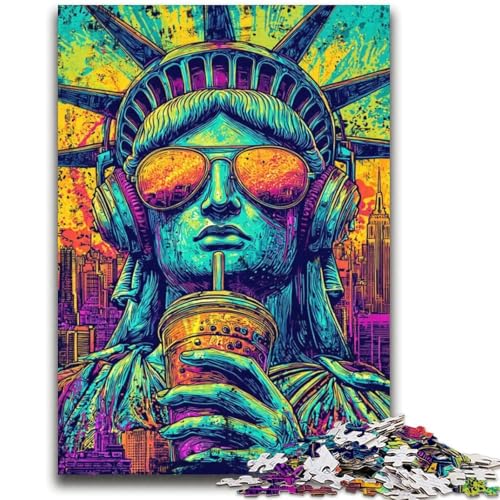 Pop-Art-Puzzle mit Freiheitsstatue, 2000 Teile, für Teenager, Stressabbau, schwierige Herausforderung, einzigartige Heimdekoration und Geschenke (70x100cm) von AADSAZA