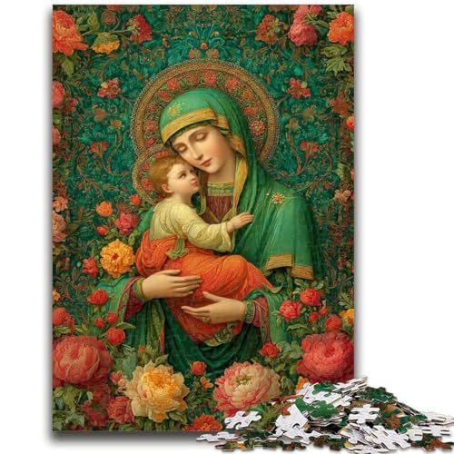 Porträt von Maria, der Mutter, Puzzle für Teenager, 1000 Teile, anspruchsvolles Spiel und Familienspiel mit vollständig ineinandergreifenden, zufällig geformten Teilen (38x26cm) von AADSAZA