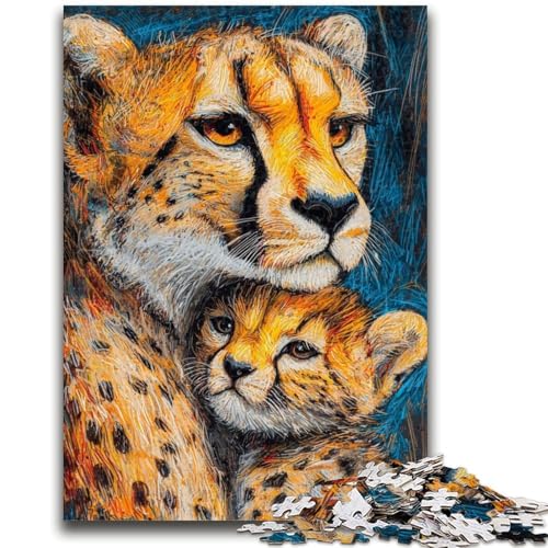 Prärie-Gepard-Puzzles für Erwachsene und Teenager, Puzzle, Spielzeug, Lernspiele, Stressabbau, tolle Geschenke und Spielzeuge (38x26cm) von AADSAZA