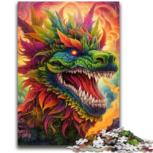 Psychedelic Art Dragon Puzzle für Teenager, 1000 Teile, Lernspielzeug, ganze Familie (50x75cm) von AADSAZA