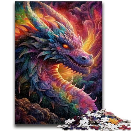 Psychedelic Art Dragon Puzzle für Teenager, 1000 Teile, anspruchsvolles Spiel und Familienspiel mit vollständig ineinandergreifenden, zufällig geformten Teilen (38x26cm) von AADSAZA