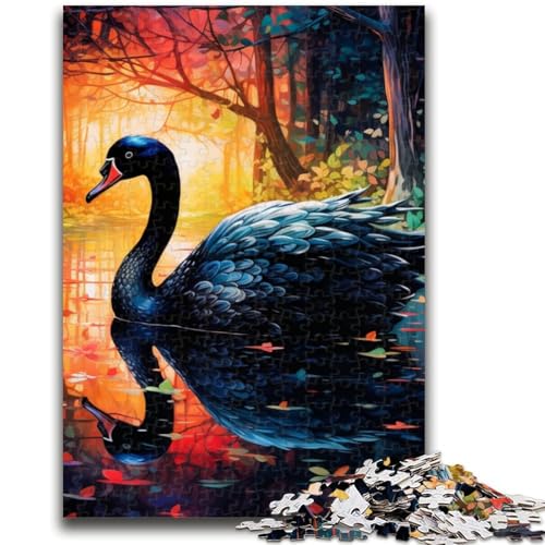 Psychedelic Art Swan Puzzle für Erwachsene, 1000 Teile, hilft dem Gehirn, süchtig machendes Spielzeug zu trainieren, um Geduld bei der Eltern-Kind-Interaktion zu fördern (38x26cm) von AADSAZA