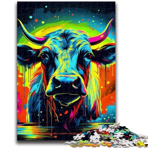 Psychedelic Buffalo 1000-teiliges Puzzle für Erwachsene und Jugendliche, Mustermontage, Spaß bei Aktivitäten zu Hause, Geburtstagsgeschenk, Reisegeschenke (50x75cm) von AADSAZA
