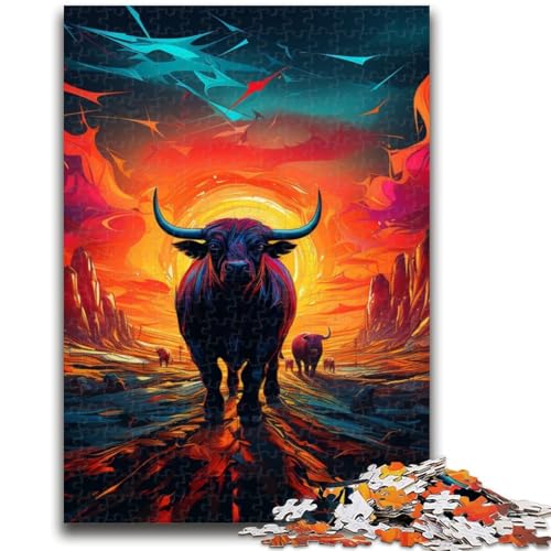 Psychedelic Buffalo 1000-teiliges Puzzle für Erwachsene und Jugendliche, Spielzeug, Lernspiele, Stressabbau, Wunschliste mit Weihnachtsmann (50x75cm) von AADSAZA