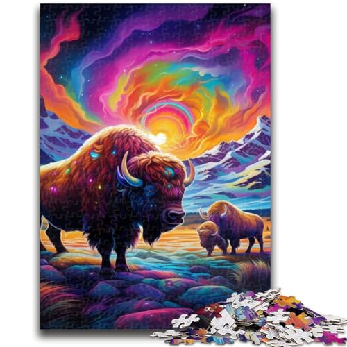 Psychedelic Buffalo Puzzle 1000 Teile für Teenager, Denkspiel, Wanddekoration, einzigartige Geburtstags (38x26cm) von AADSAZA
