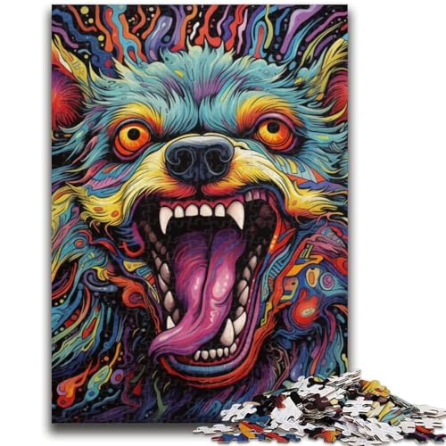 Psychedelic Corgi Puzzle für Erwachsene, 1000 Teile, hilft dem Gehirn, süchtig machendes Spielzeug zu trainieren, um Geduld bei der Eltern-Kind-Interaktion zu fördern (50x75cm) von AADSAZA