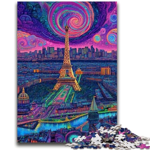 Psychedelic Eiffel Puzzle für Erwachsene, 1000 Teile, hilft dem Gehirn, süchtig machendes Spielzeug zu trainieren, um Geduld bei der Eltern-Kind-Interaktion zu fördern (50x75cm) von AADSAZA