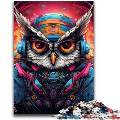 Psychedelic Owl Puzzle für Erwachsene, 1000 Teile, hilft dem Gehirn, süchtig machendes Spielzeug zu trainieren, um Geduld bei der Eltern-Kind-Interaktion zu fördern (38x26cm) von AADSAZA
