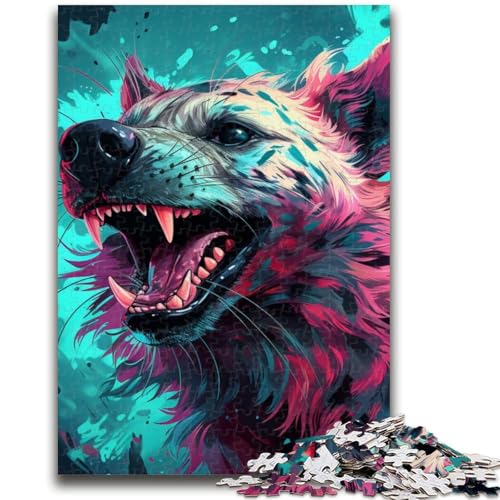 Psychedelic The Hyena 1000-teiliges Puzzle für Erwachsene und Jugendliche, Mustermontage, Spaß bei Aktivitäten zu Hause, Geburtstagsgeschenk, Reisegeschenke (38x26cm) von AADSAZA
