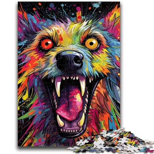 Psychedelic The Hyena Puzzle für Erwachsene, 1000 Teile, anspruchsvolles Spiel und Familienspiel, Wanddekoration, einzigartige Geburtstags (38x26cm) von AADSAZA