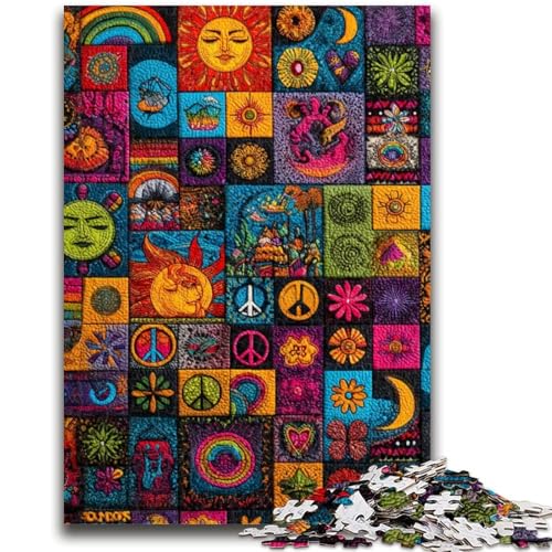 Psychedelic Things Puzzles für Erwachsene und Teenager, zum Zeitvertreib im Urlaub mit vollständig ineinandergreifenden, zufällig geformten Teilen (50x75cm) von AADSAZA