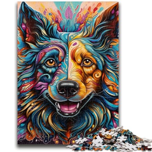 Psychedelic Wolf Puzzle für Erwachsene, 1000 Teile, hilft dem Gehirn, süchtig machendes Spielzeug zu trainieren, um Geduld bei der Eltern-Kind-Interaktion zu fördern (38x26cm) von AADSAZA