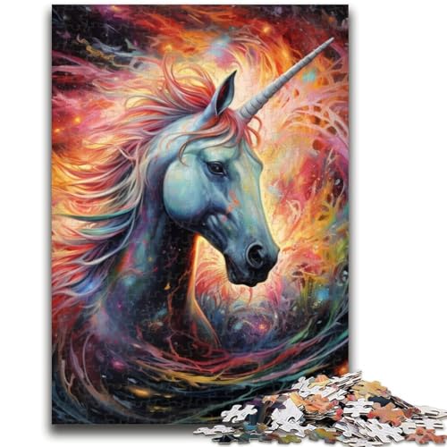 Psychedelisch gefärbte Pferde-Puzzles für Teenager, 1000 Teile, dekomprimierendes intellektuelles Lernspielzeug, tolle Geschenke und Spielzeuge (38x26cm) von AADSAZA