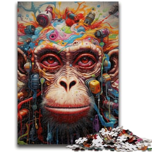 Psychedelische Affen-Puzzles für Erwachsene und Teenager, helfen dem Gehirn, süchtig machendes Spielzeug zu trainieren, um Geduld zu fördern, geeignet für Paare (50x75cm) von AADSAZA