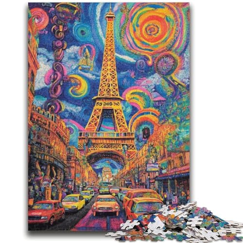 Psychedelische Eiffel-Puzzles für Teenager, 1000-teiliges Puzzle, lustige Spiele, jedes Teil ist einzigartig – anspruchsvolles Familienspiel (38x26cm) von AADSAZA