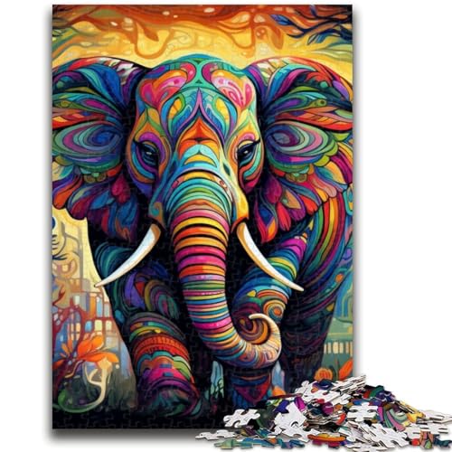 Psychedelische Elefanten-Puzzles für Teenager, 1000-teiliges Puzzle, lustige Spiele, jedes Teil ist einzigartig – herausforderndes Familienspiel (38x26cm) von AADSAZA