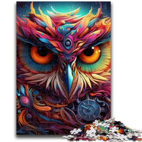 Psychedelische Eule, 1000-teiliges Puzzle für Erwachsene und Jugendliche, Spielzeug, Lernspiele, stressabbauende Wanddekoration (38x26cm) von AADSAZA