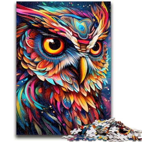 Psychedelische Eulen-Puzzles mit 1000 Teilen für Teenager, helfen dem Gehirn, süchtig machendes Spielzeug zu trainieren, um Geduld zu fördern, einzigartiges Herausforderungsspiel (38x26cm) von AADSAZA