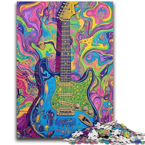 Psychedelische Gitarre, 1000 Teile, Puzzle für Erwachsene und Jugendliche, Spielzeug, Lernspiele, Stressabbau, geeignet als Schreibtischdekoration (38x26cm) von AADSAZA