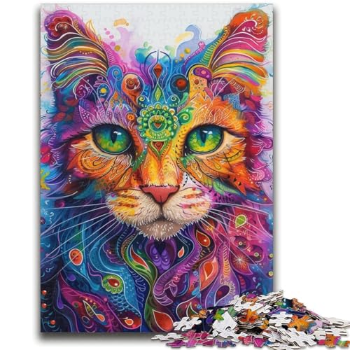 Psychedelische Katze, 2000 Teile, Puzzle für Erwachsene und Jugendliche, Spielzeug, Lernspiele, stressabbauende Wanddekoration (70x100cm) von AADSAZA
