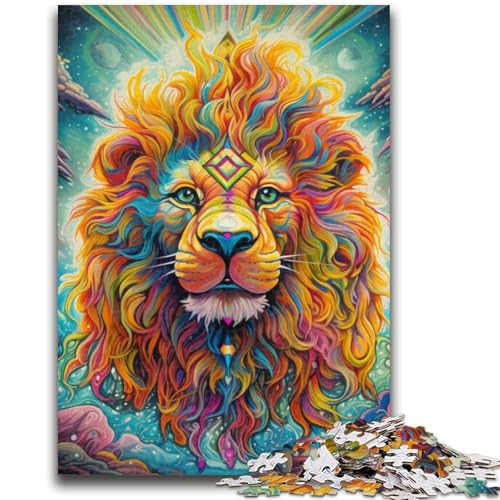 Psychedelische Löwen-Puzzles für Teenager, 1000 Puzzles, Spielzeug, Lernspiele, Stressabbau, geeignet als Schreibtischdekoration (38x26cm) von AADSAZA