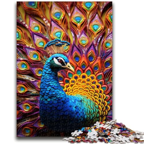 Psychedelische Pfauen-Puzzles für Teenager, 1000-teiliges Puzzle, lustige Spiele, jedes Teil ist einzigartig – anspruchsvolles Familienspiel (38x26cm) von AADSAZA