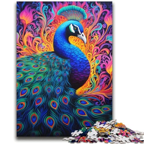 Psychedelische Pfauen-Puzzles für Teenager, 2000 Puzzles, Spielzeug, Lernspiele, Stressabbau, geeignet als Schreibtischdekoration (70x100cm) von AADSAZA