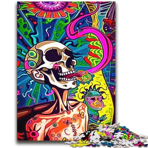 Psychedelische Totenkopf-Puzzles für Teenager, 2000 Puzzles, Spielzeug, Lernspiele, Stressabbau, geeignet als Schreibtischdekoration (70x100cm) von AADSAZA