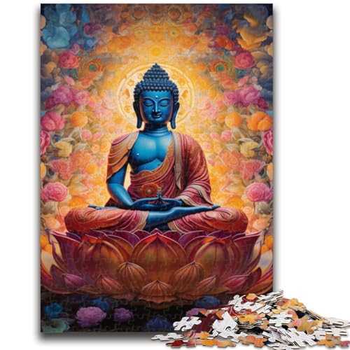 Psychedelischer Buddha, 1000-teiliges Puzzle für Erwachsene und Jugendliche, Lernspielzeug, Familienspiele mit passendem Poster und Quizblatt (50x75cm) von AADSAZA