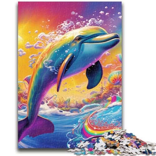 Psychedelischer Delfin, 1000-teiliges Puzzle für Erwachsene und Jugendliche, anspruchsvolles Spiel und Familienspiel, ganze Familie (38x26cm) von AADSAZA