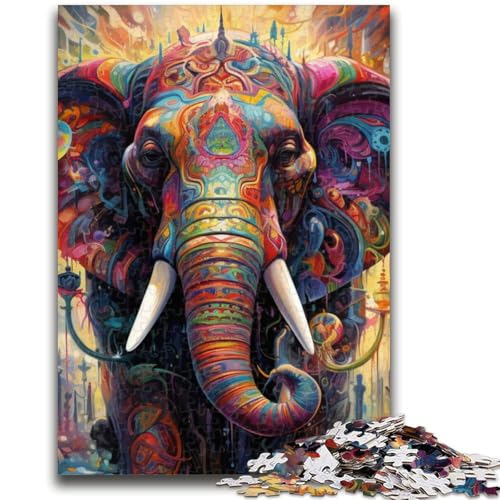 Psychedelischer Elefant, 1000 Teile Puzzle für Erwachsene und Jugendliche, Spielzeug, Lernspiele, Stressabbau, Wunschliste mit Weihnachtsmann (38x26cm) von AADSAZA