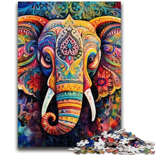 Psychedelischer Elefant, 1000-teiliges Puzzle für Erwachsene und Jugendliche, Spielzeug, Lernspiele, Stressabbau, geeignet als Schreibtischdekoration (38x26cm) von AADSAZA