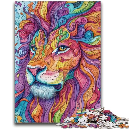 Psychedelischer Löwe, 1000-teiliges Puzzle für Erwachsene und Jugendliche, Spielzeug, Lernspiele, stressabbauende Wanddekoration (38x26cm) von AADSAZA