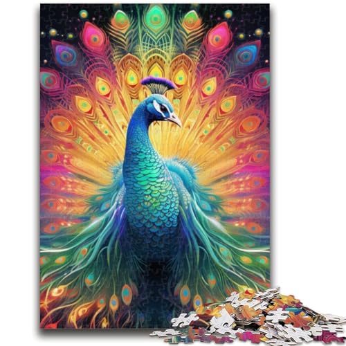 Psychedelischer Pfau, 1000-teiliges Puzzle für Erwachsene, Geschenke, anspruchsvoll zu vervollständigen, Aber lustig und humorvoll, einzigartige Heimdekoration und Geschenke (38x26cm) von AADSAZA