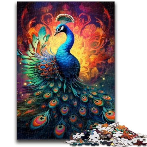 Psychedelischer Pfau, 1000-teiliges Puzzle für Erwachsene und Jugendliche, Spielzeug, Lernspiele, Stressabbau, geeignet als Schreibtischdekoration (38x26cm) von AADSAZA