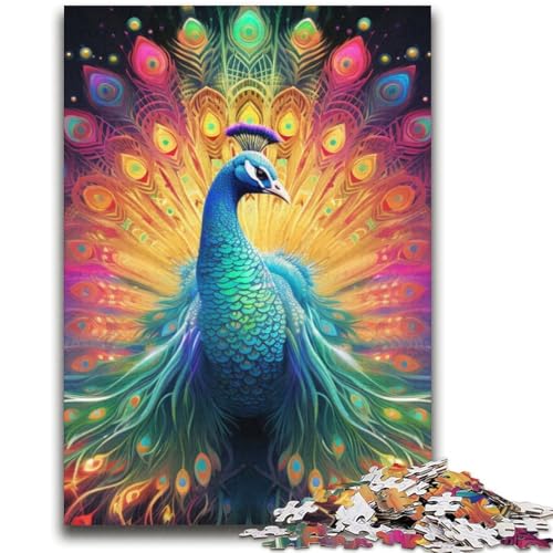 Psychedelischer Pfau, 2000 Teile Puzzle für Erwachsene und Jugendliche, Spielzeug, Lernspiele, Stressabbau, Wunschliste mit Weihnachtsmann (70x100cm) von AADSAZA