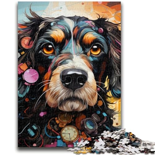 Psychedelischer Schäferhund, 1000-teiliges Puzzle für Teenager, Geschenke, dekomprimierendes intellektuelles Lernspielzeug, Wichtelgeschenke (38x26cm) von AADSAZA