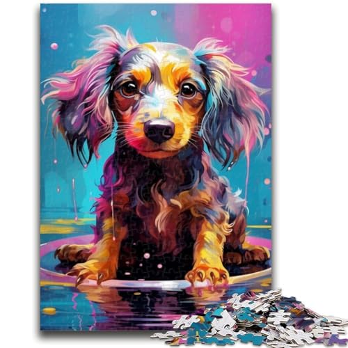 Psychedelischer Schäferhund, Puzzle für Erwachsene, 1000 Teile, hilft dem Gehirn, süchtig machendes Spielzeug zu trainieren, um Geduld bei der Eltern-Kind-Interaktion zu fördern (38x26cm) von AADSAZA