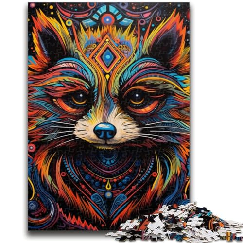 Psychedelischer Tier-Waschbär, 1000 Teile, Puzzle für Erwachsene und Jugendliche, Spielzeug, Lernspiele, Stressabbau, geeignet als Schreibtischdekoration (50x75cm) von AADSAZA