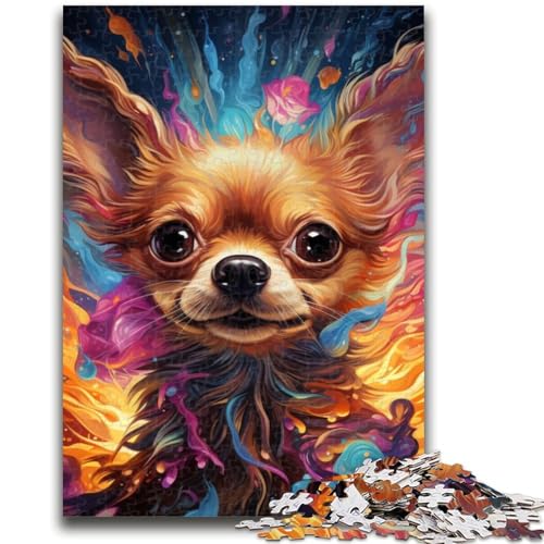 Psychedelisches Chihuahua-Puzzle mit 1000 Teilen für Teenager, anspruchsvolles Spiel und Familienspiel, Wanddekoration, einzigartige Geburtstags (38x26cm) von AADSAZA