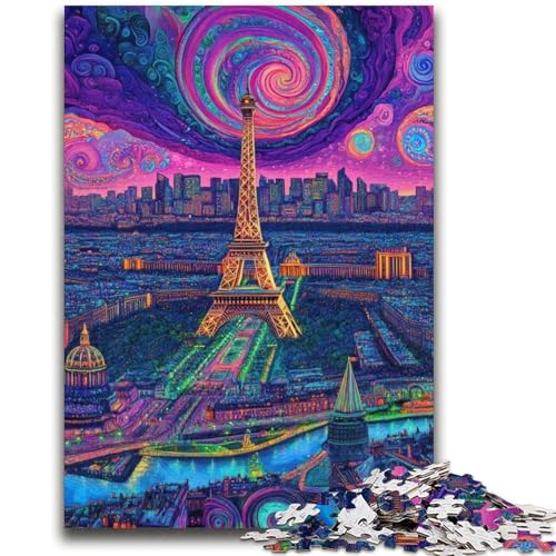 Psychedelisches Eiffelturm-Puzzle für Erwachsene, 2000 Teile, anspruchsvolles Spiel und Familienspiel, Wanddekoration, einzigartige Geburtstags (70x100cm) von AADSAZA