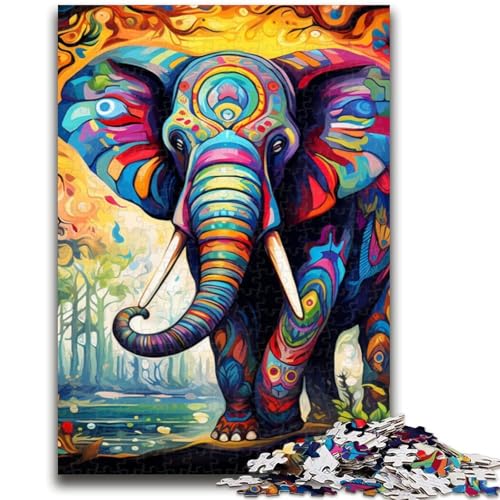 Psychedelisches Elefanten-Puzzle für Teenager, 1000 Teile, Lernspiele, Wanddekoration, einzigartige Geburtstags (38x26cm) von AADSAZA