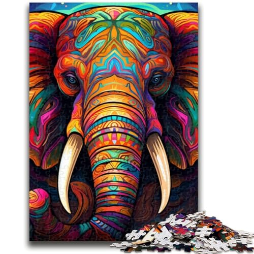 Psychedelisches Elefanten-Puzzle für Teenager, 1000 Teile, dekomprimierendes intellektuelles Lernspielzeug, tolle Geschenke und Spielzeuge (50x75cm) von AADSAZA
