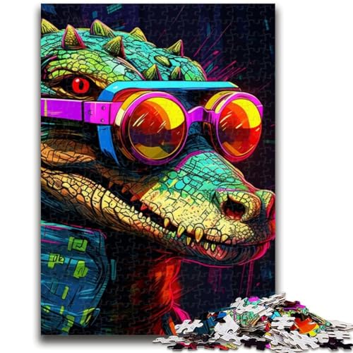 Psychedelisches Nilkrokodil-Puzzle für Erwachsene, 1000 Teile, hilft dem Gehirn, süchtig machendes Spielzeug zu trainieren, um Geduld bei der Eltern-Kind-Interaktion zu fördern (38x26cm) von AADSAZA